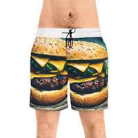 Hamburger Men's Mid-Length Swim Shorts (AOP)