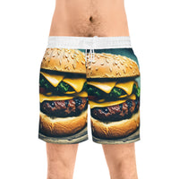 Hamburger Men's Mid-Length Swim Shorts (AOP)