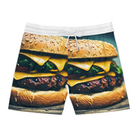 Hamburger Men's Mid-Length Swim Shorts (AOP)