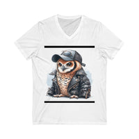 Biker Owl Uni-sex V-neck Tee