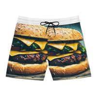 Hamburger Men's Mid-Length Swim Shorts (AOP)