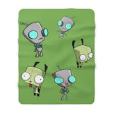 Invader Zim Green Many Gir Sherpa Fleece Blanket