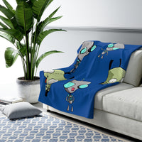 Invader Zim Blue Many Gir Sherpa Fleece Blanket