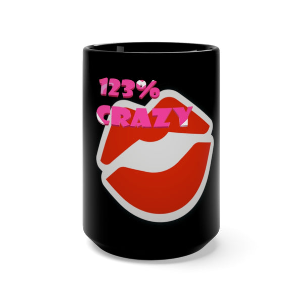 123% crazy lips Black Mug 15oz